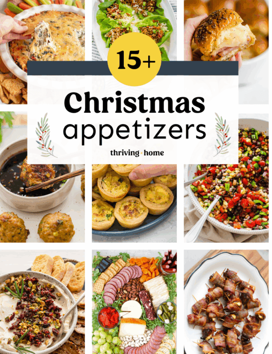 collage of various Christmas appetizers.