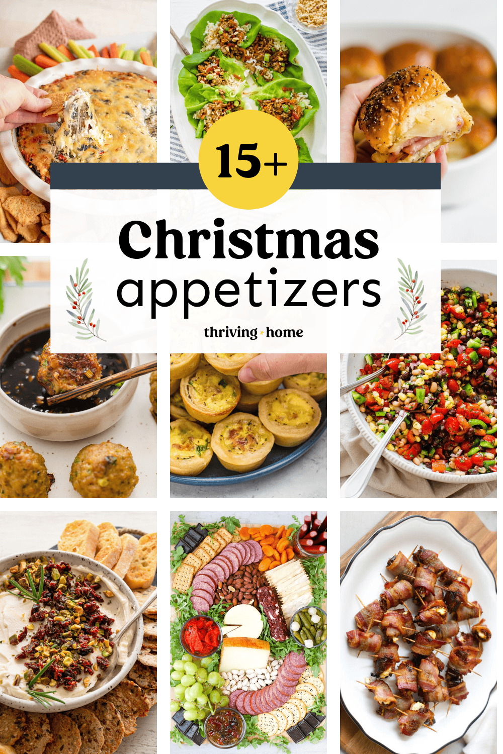 collage of various Christmas appetizers.