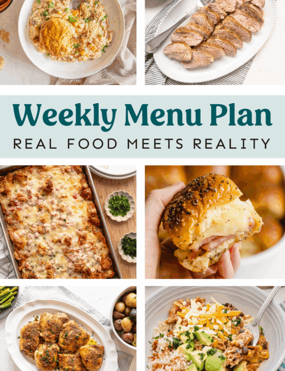 Collage of meals on the weekly menu plan.