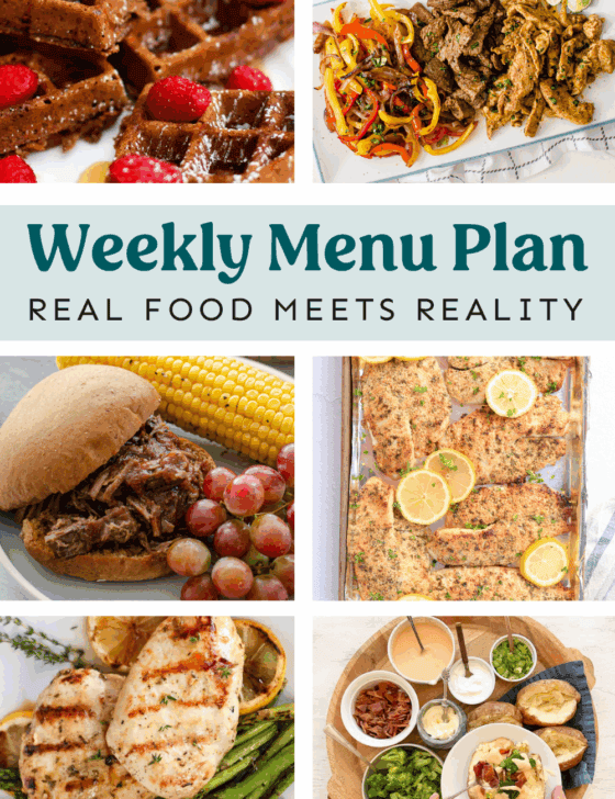 Collage of meals on the weekly menu plan.