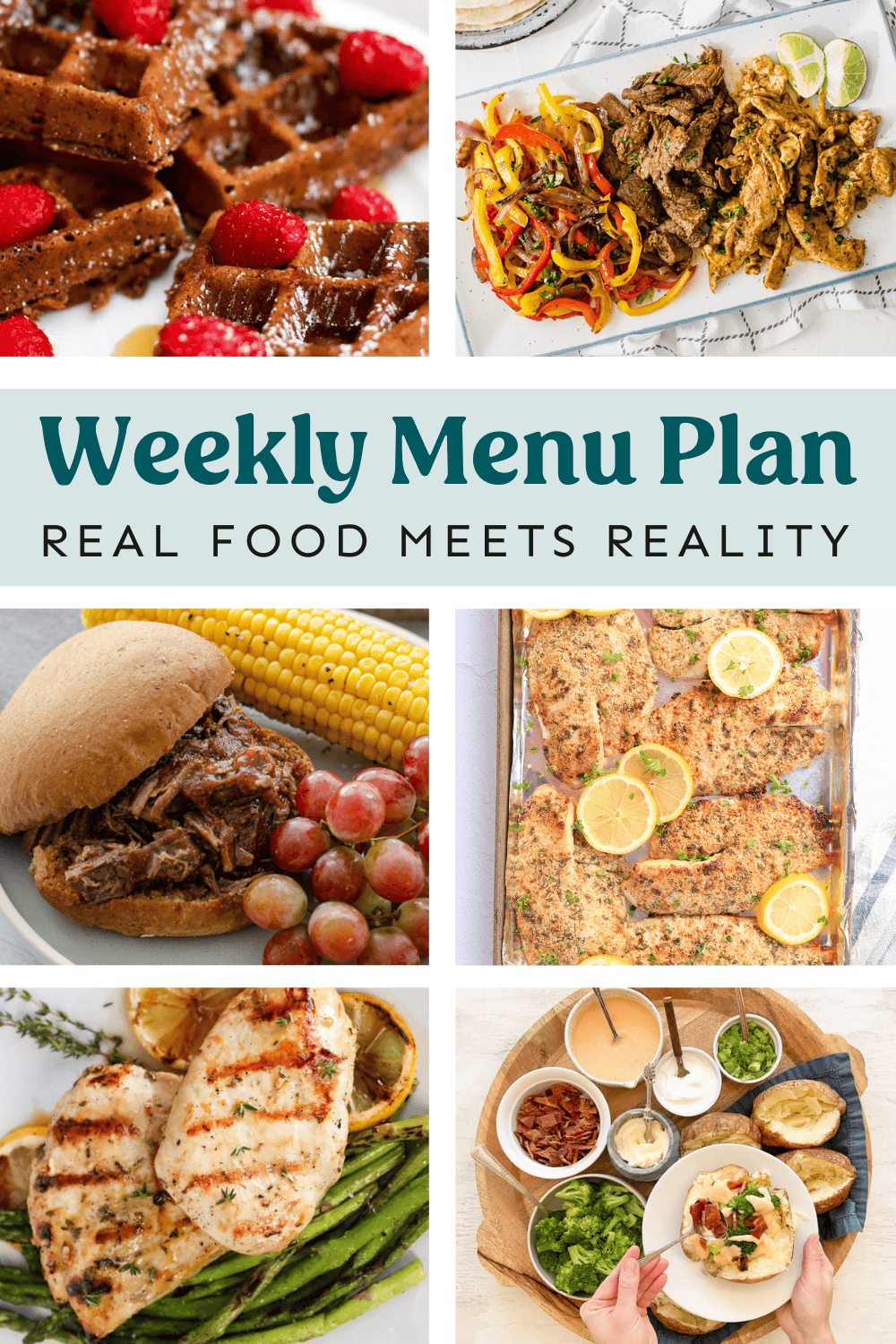 Collage of meals on the weekly menu plan.