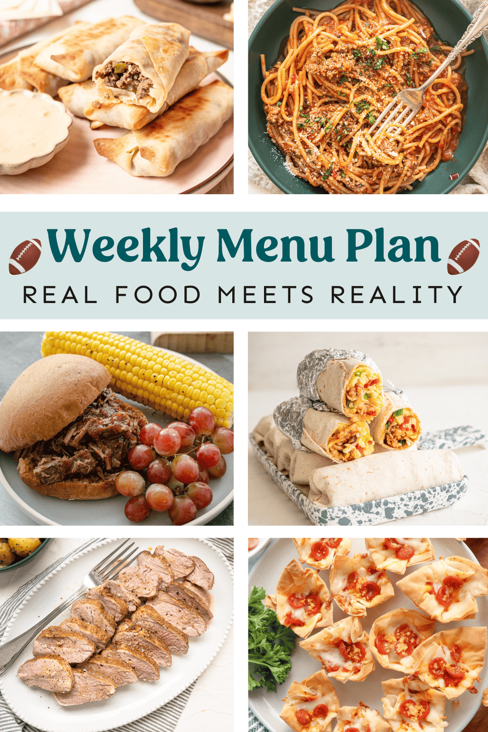 Collage of recipes from the weekly meal plan.