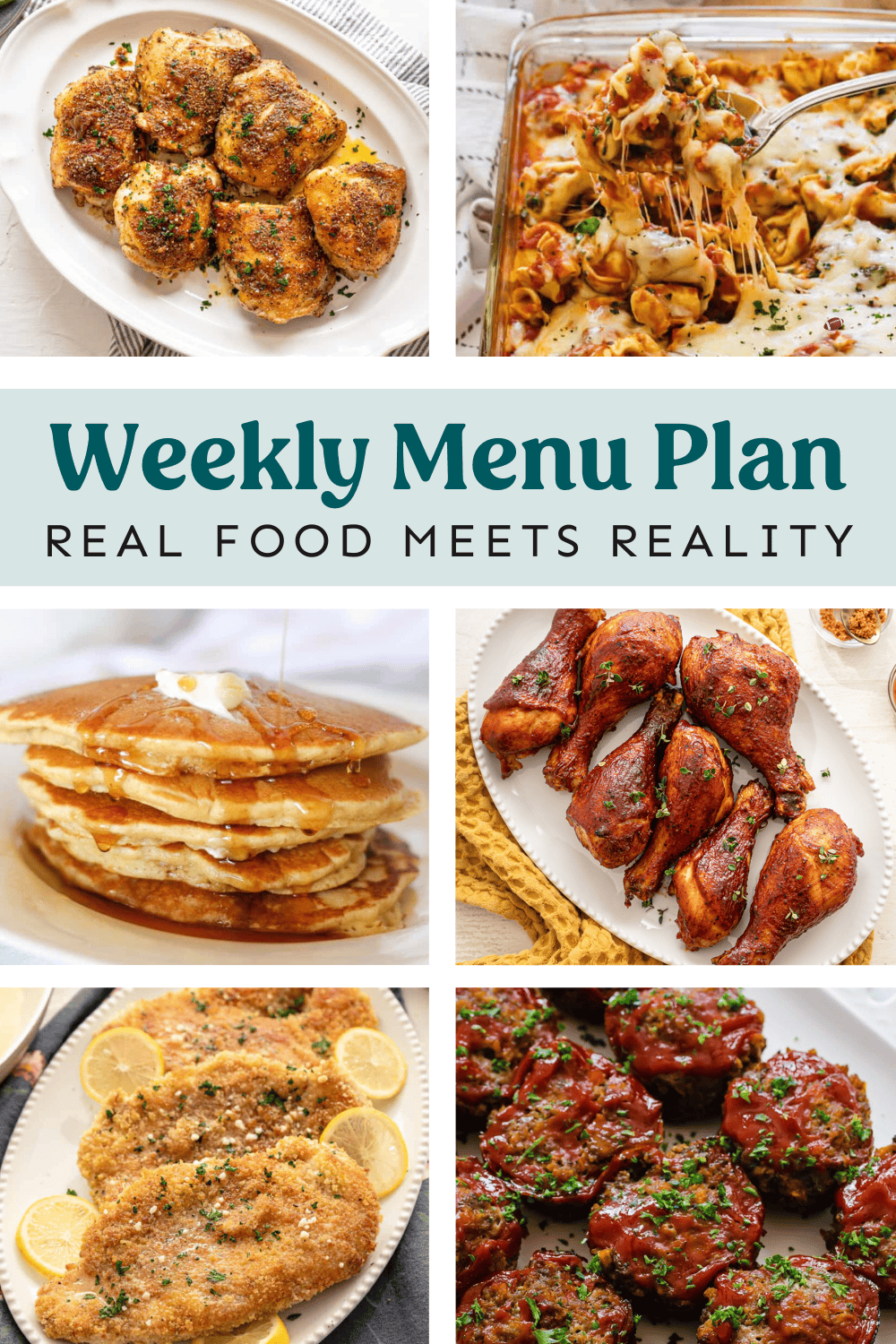 Collage of recipes from the weekly meal plan.