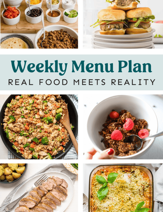 Collage of recipes from weekly plan.