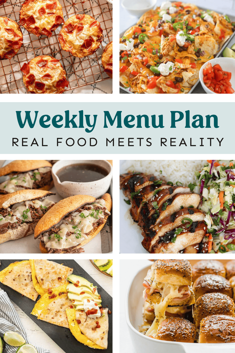 Collage of meals on weekly plan.