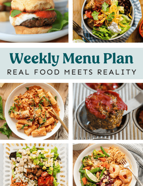 Collage of meals from the menu plan.