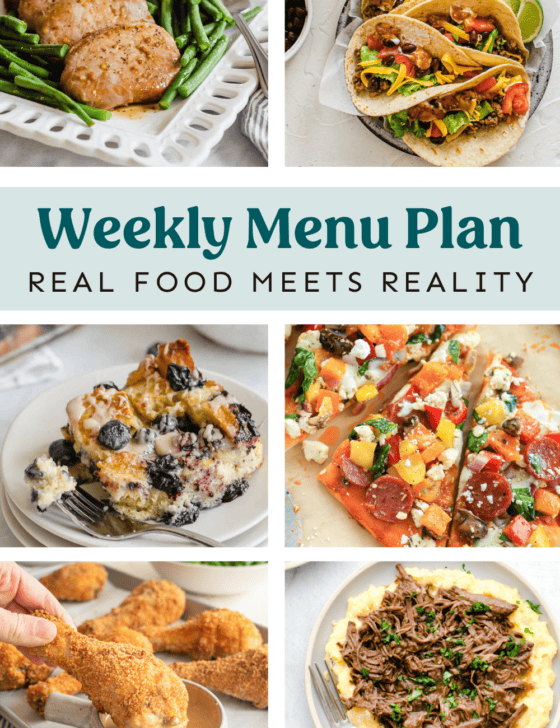 Collage of meals from the menu plan.