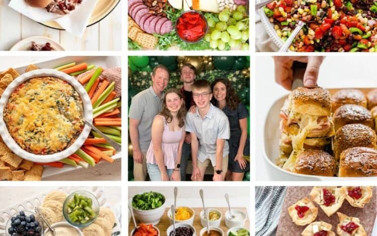A family at a graduation party along with grad party food ideas.
