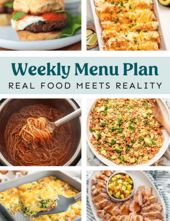 Photos of meals for the weekly menu.