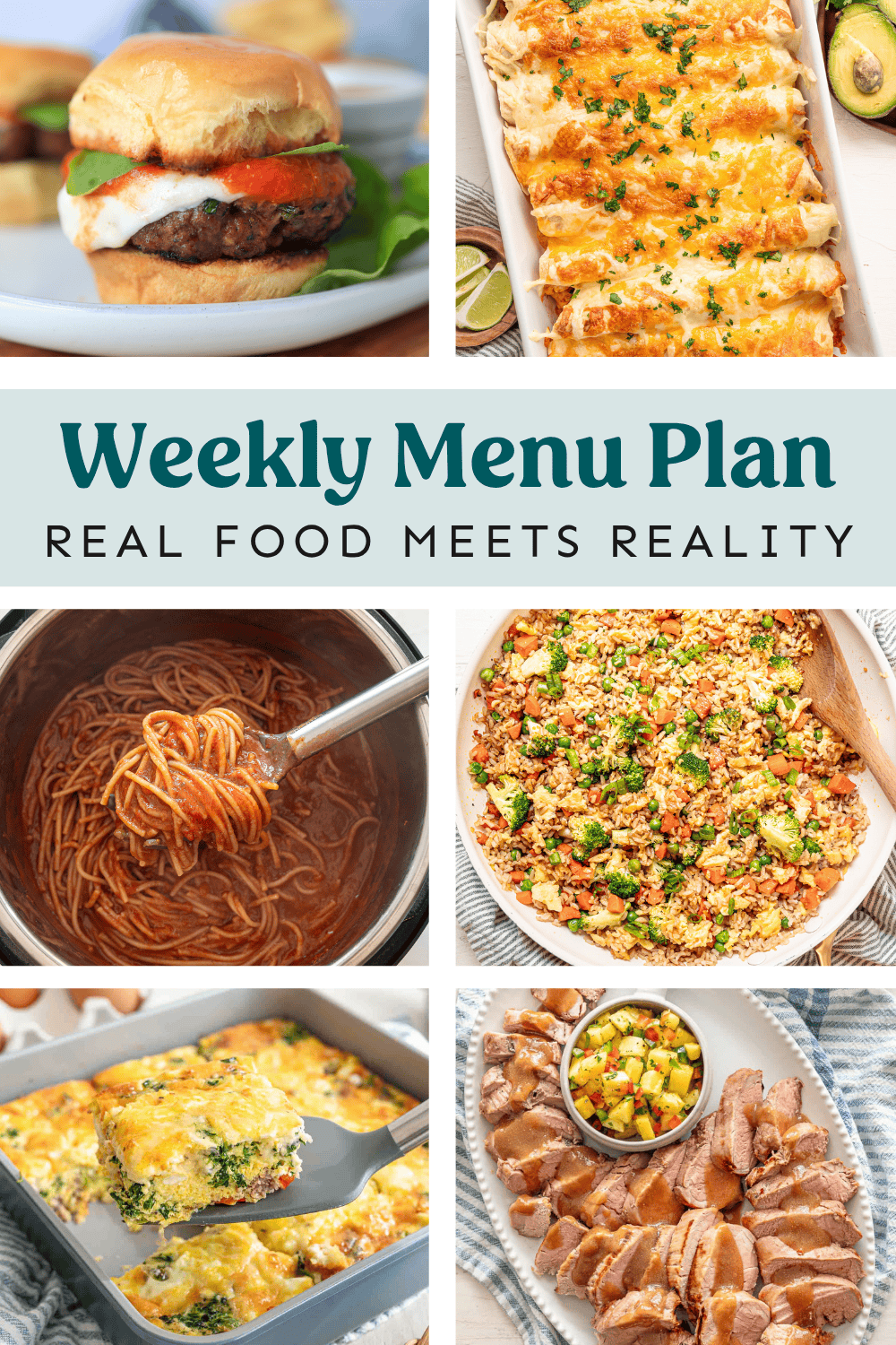 Photos of meals for the weekly menu.