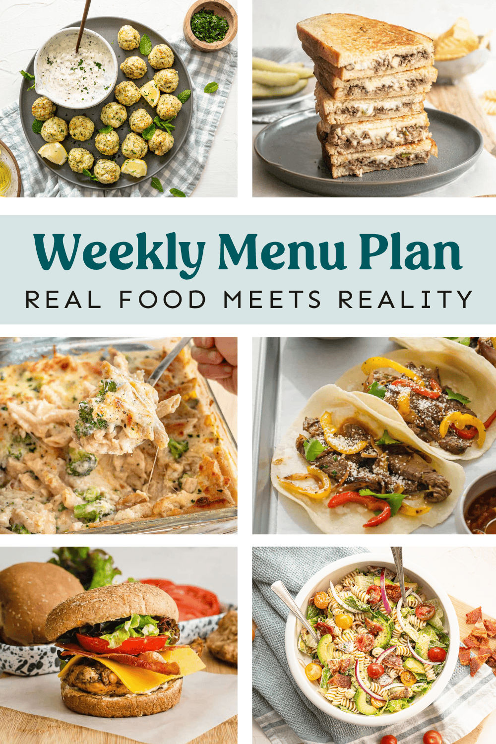 Collage of photos from the weekly meal plan.