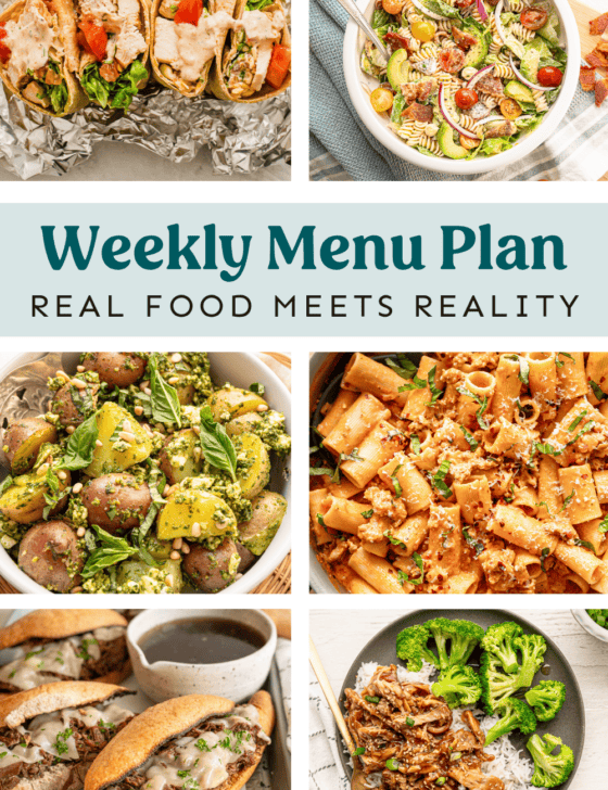 Collage or meals on weekly menu plan.