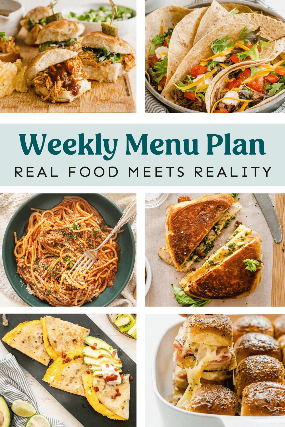 Collage of meals from weekly menu plan.