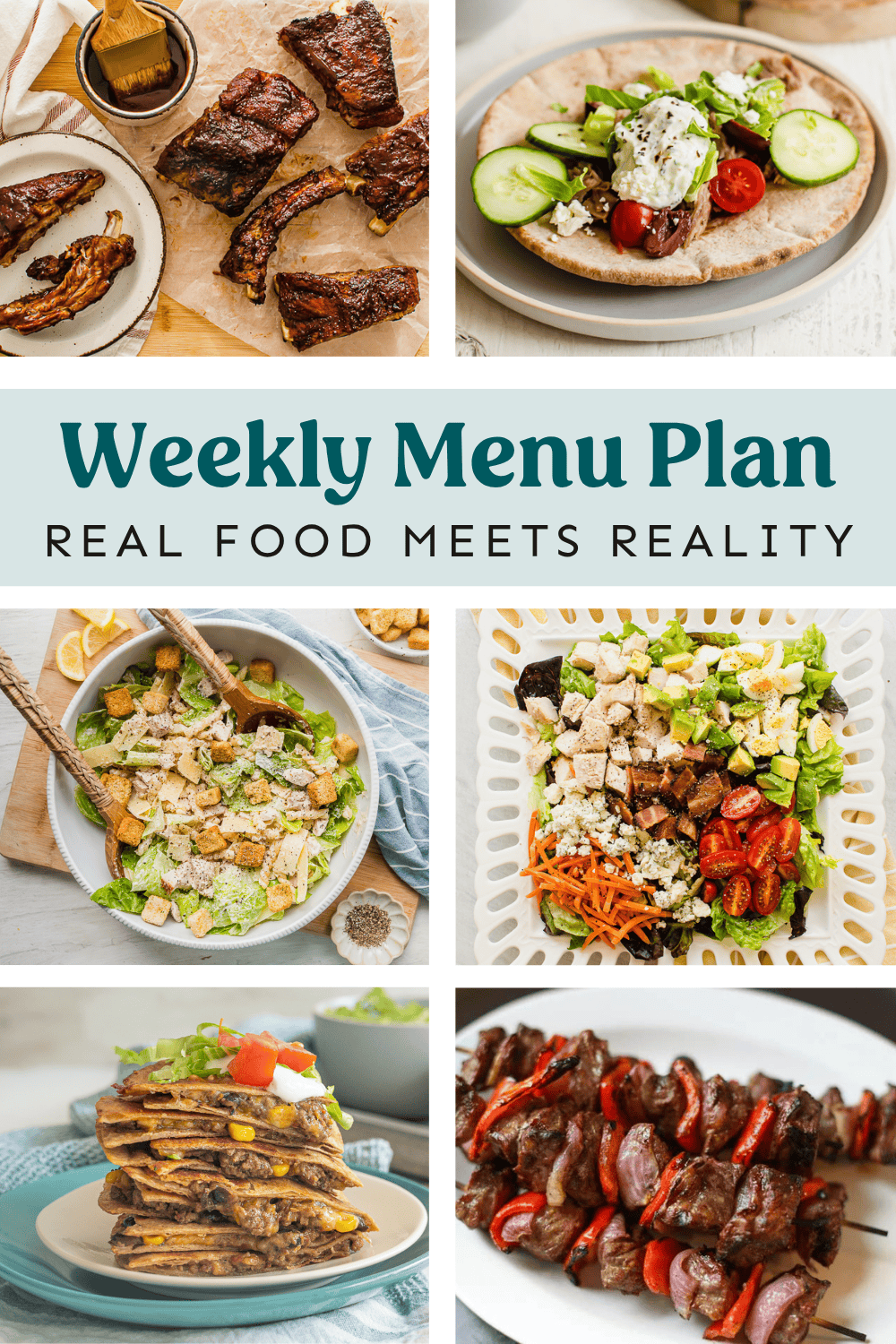 Collage of meals from weekly menu plan.