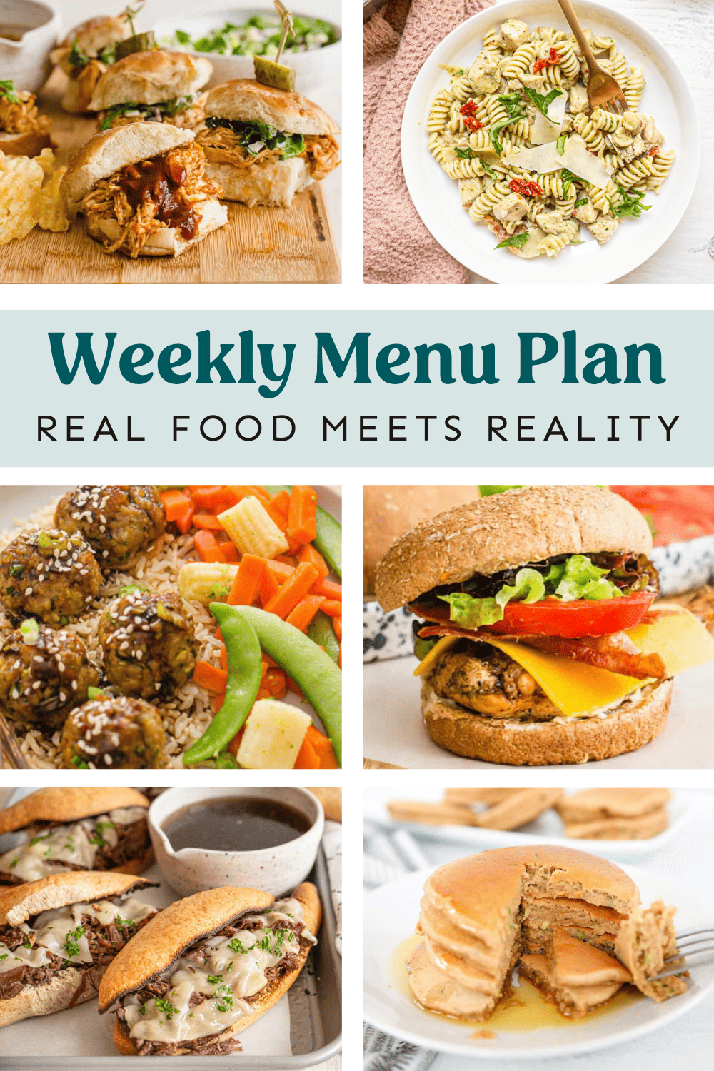 Collage of meals on the weekly menu plan.