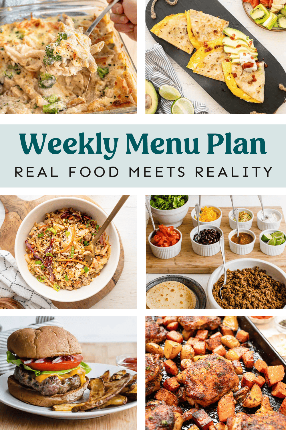 Collage or meals on weekly menu plan.