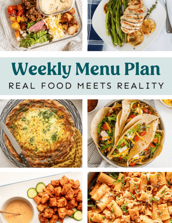 Collage of meals from the menu plan.