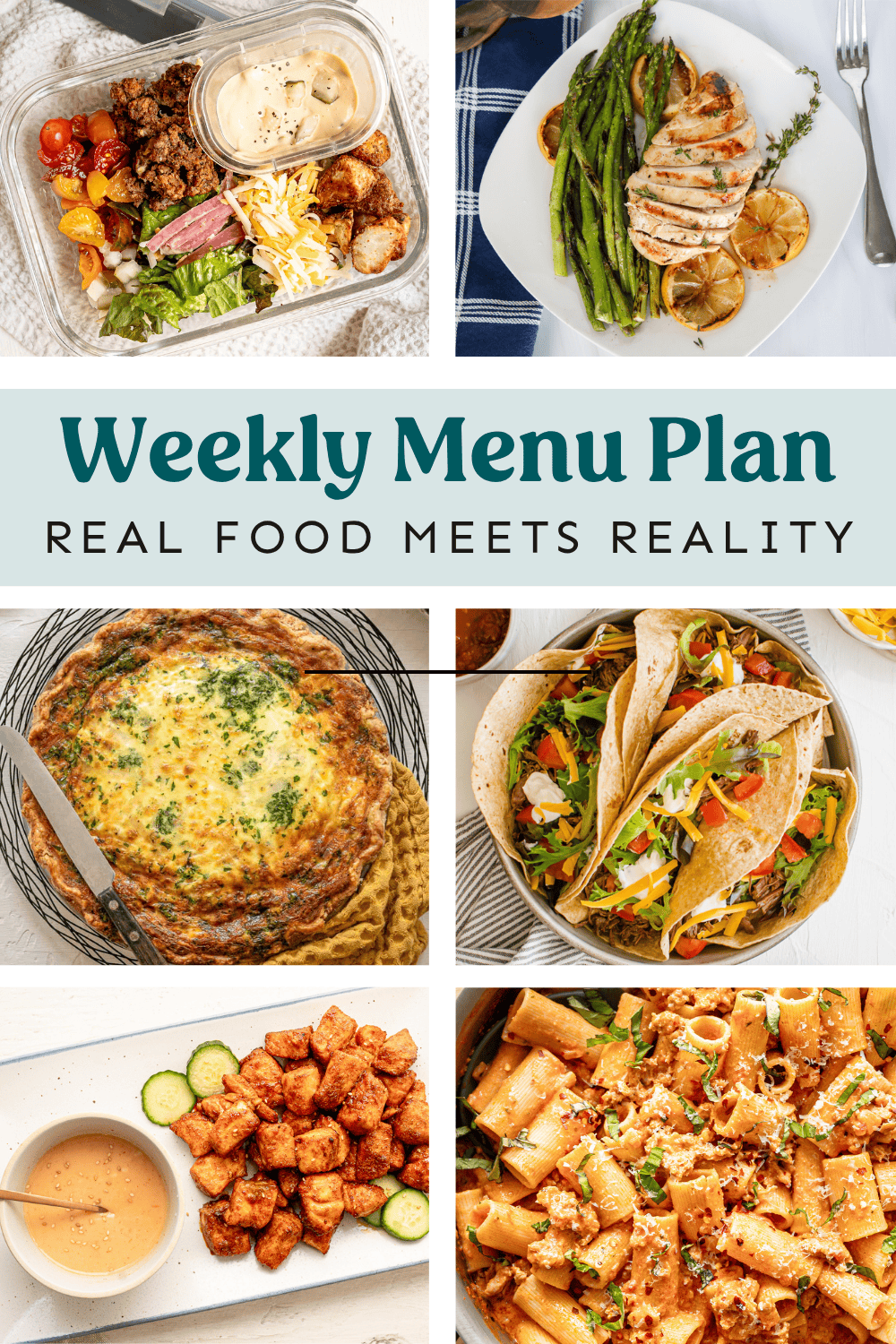Collage of meals from the weekly menu plan.