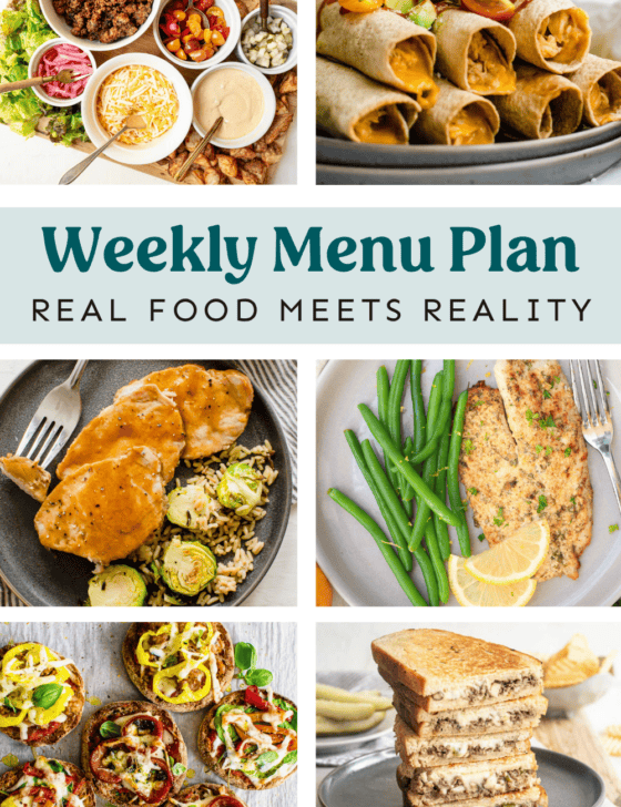 Collage of meals on the weekly menu plan,