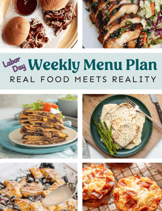 Collage of meals on the weekly menu plan.