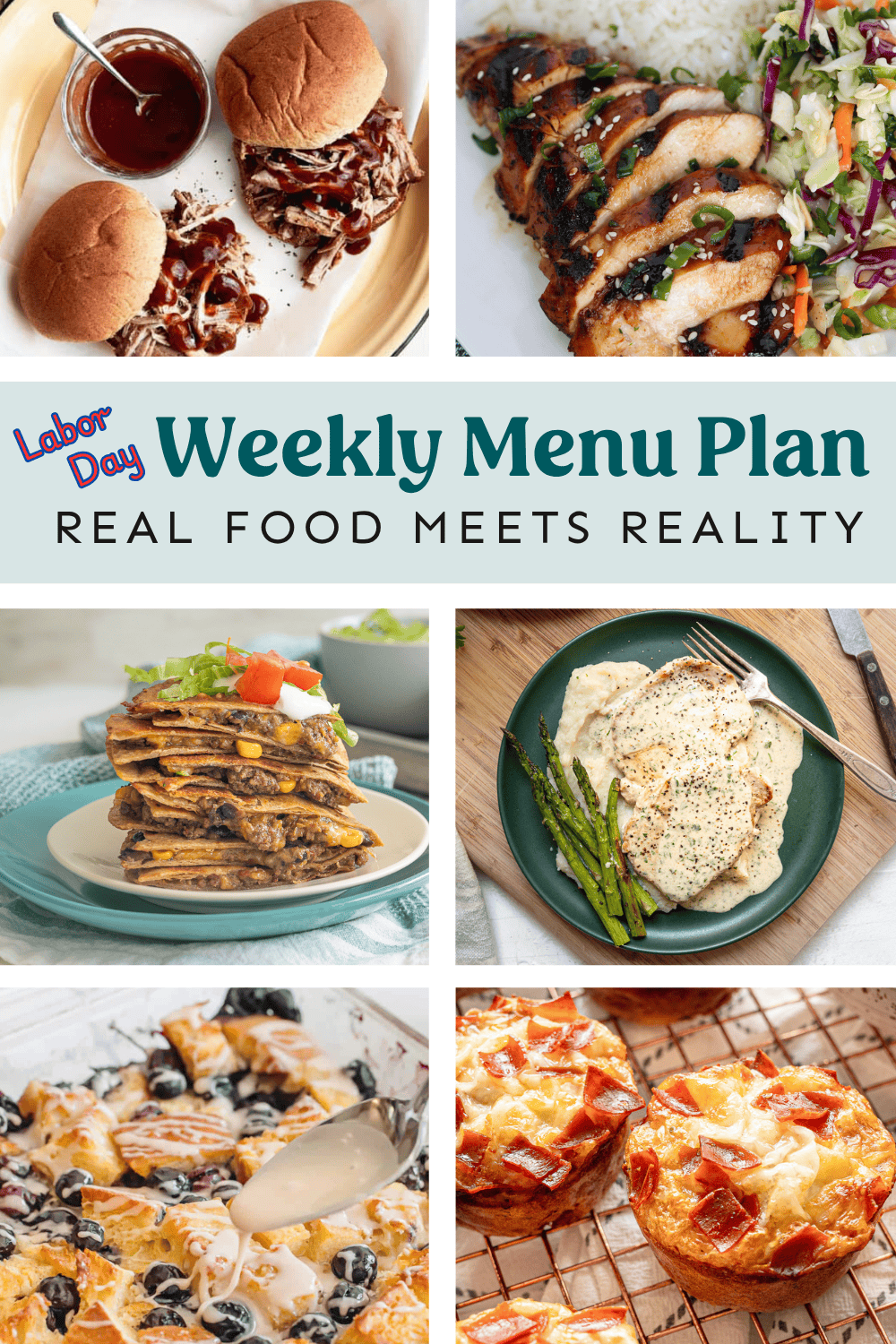 Collage of meals on the weekly menu plan.