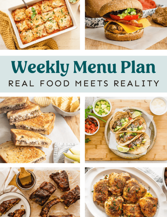 Collage of meals on the weekly menu plan.