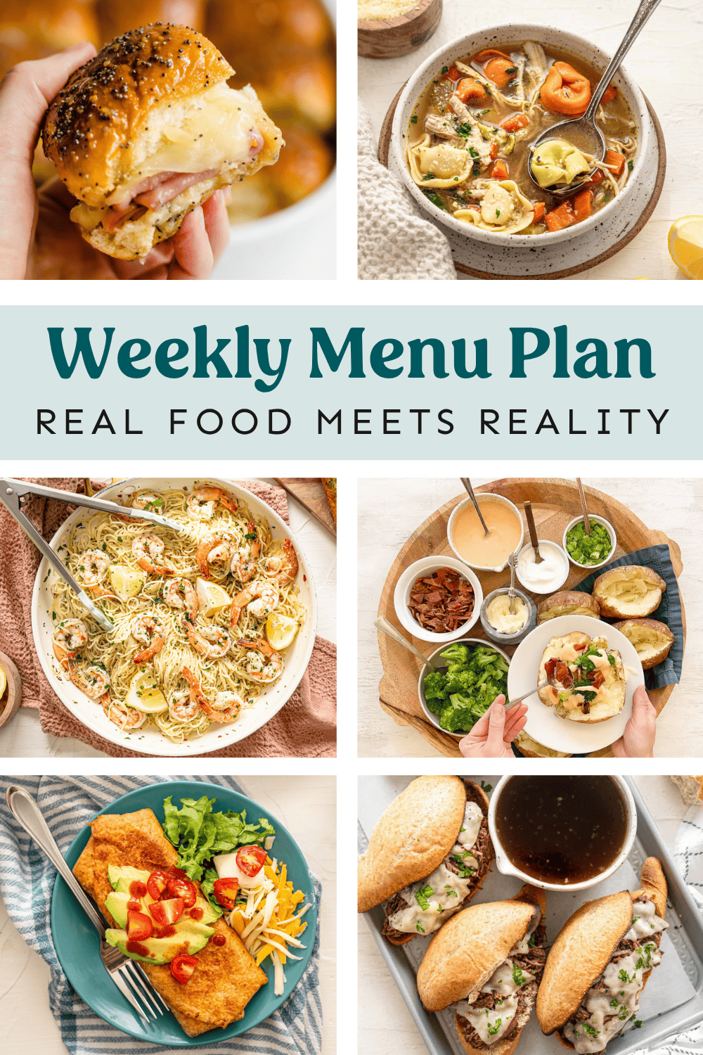 Collage of meals on the weekly menu plan.