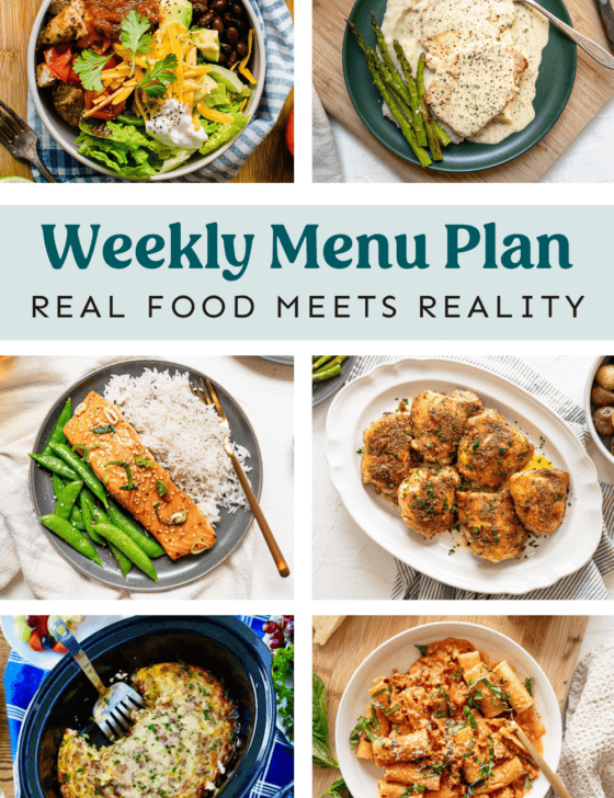 Collage of meals from the weekly meal plan.
