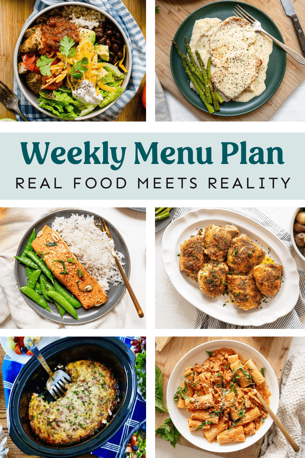 Collage of meals from the weekly meal plan.