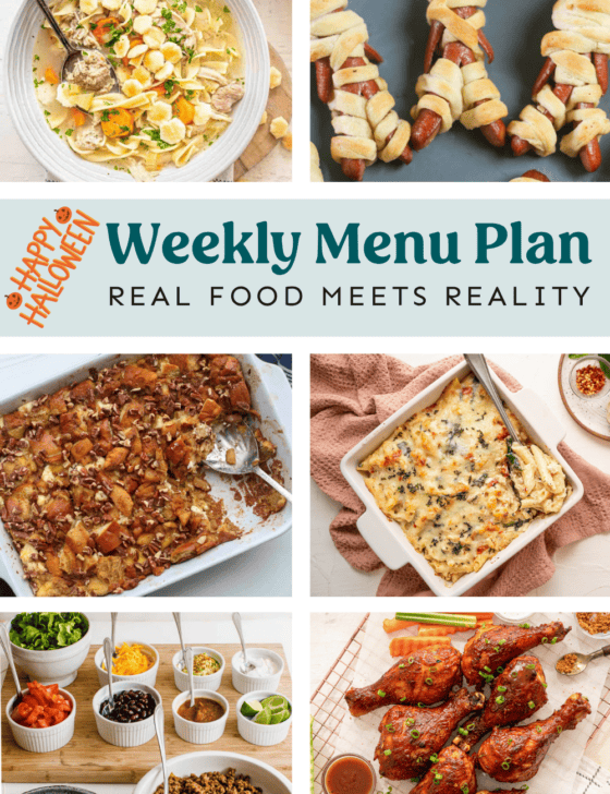Collage of meals on the weekly menu plan.