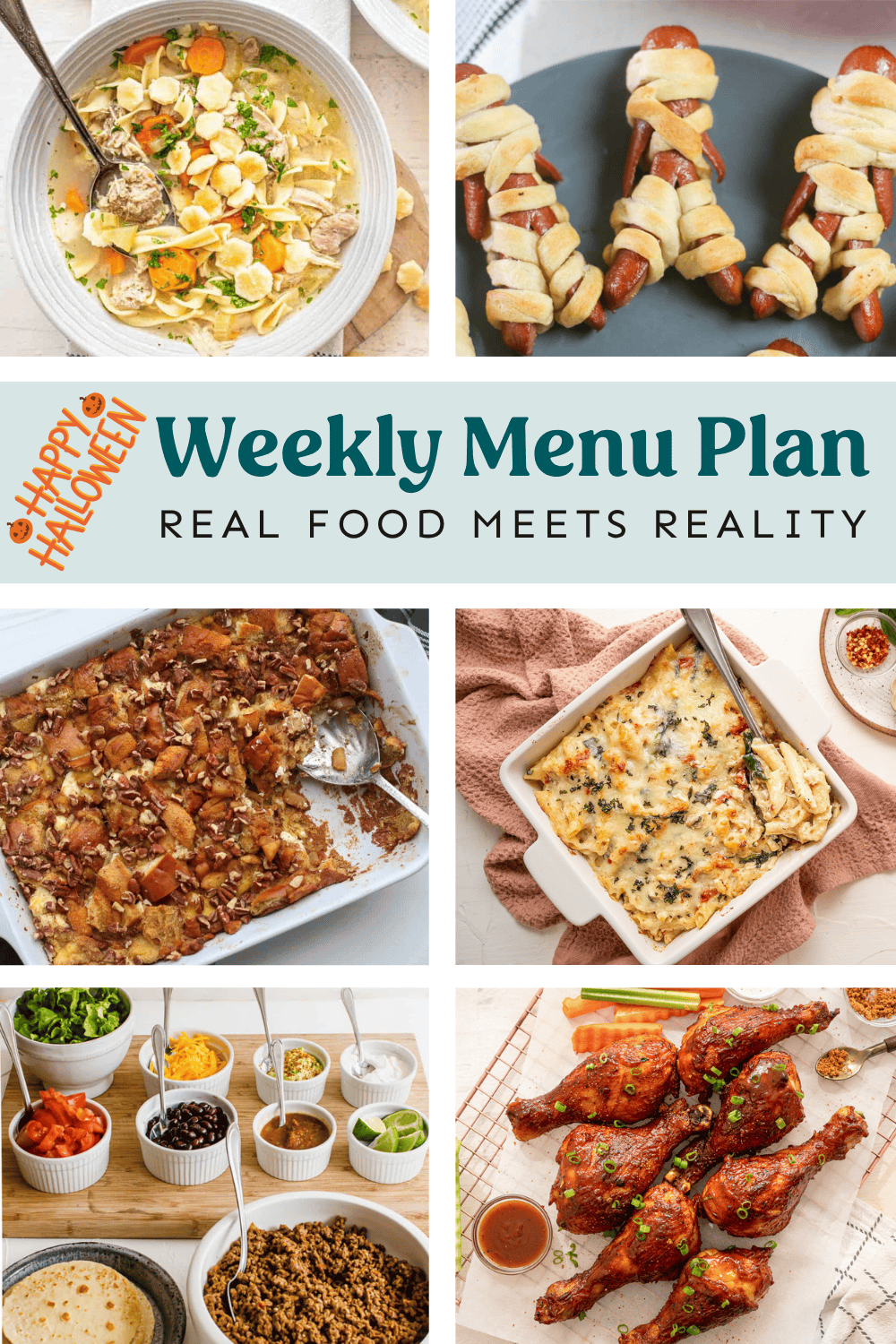 Collage of meals on the weekly menu plan.