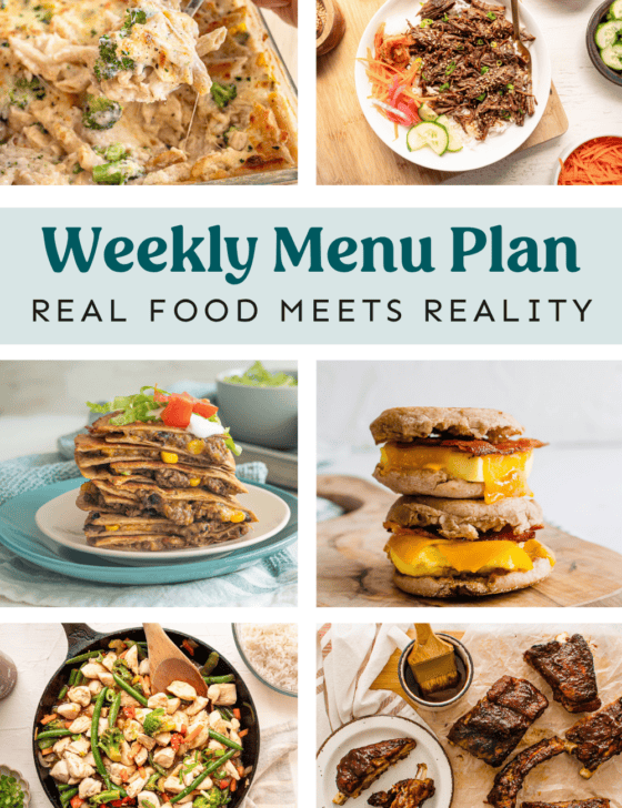 Collage of recipes on the weekly meal plan.