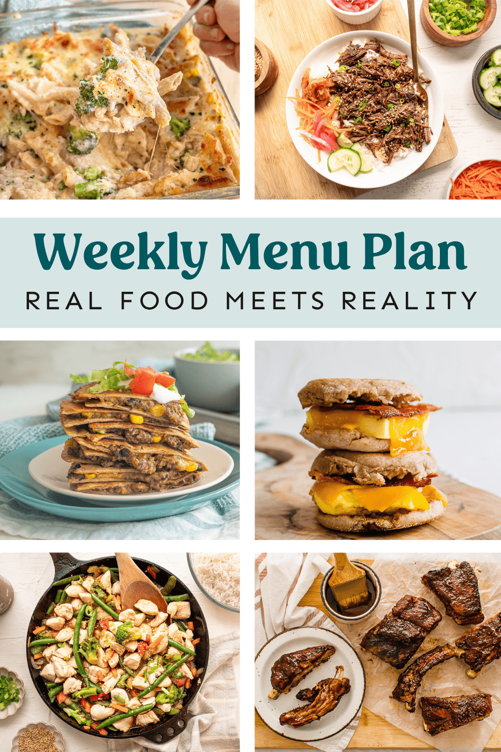 Collage of recipes on the weekly meal plan.